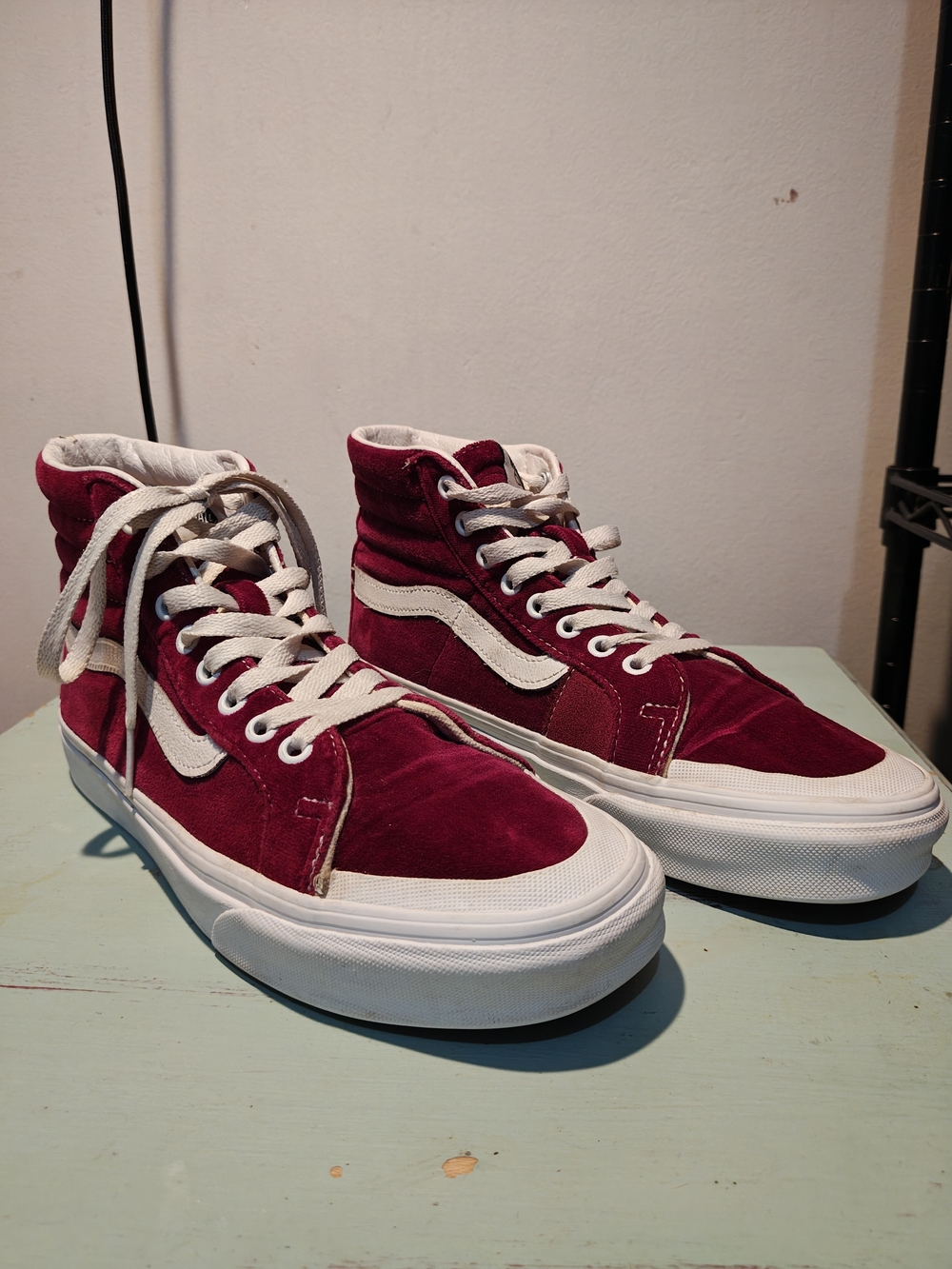 Vans Sk8-Hi Burgundy Velvet High-Top Sneakers